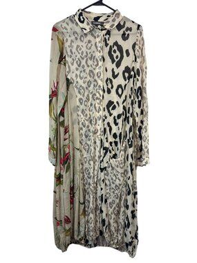 Alembika Cheetah Floral Print Cat Wonderful Dress Pocket Lagenlook Elastic Botto